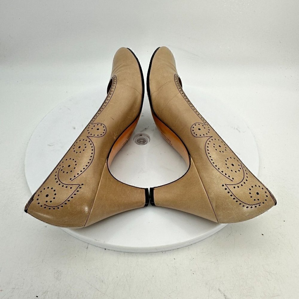 Salvatore Ferragamo Women Size 8.5 AAAA Creme Taupe Leather Heels Pump Shoes - Picture 8 of 15
